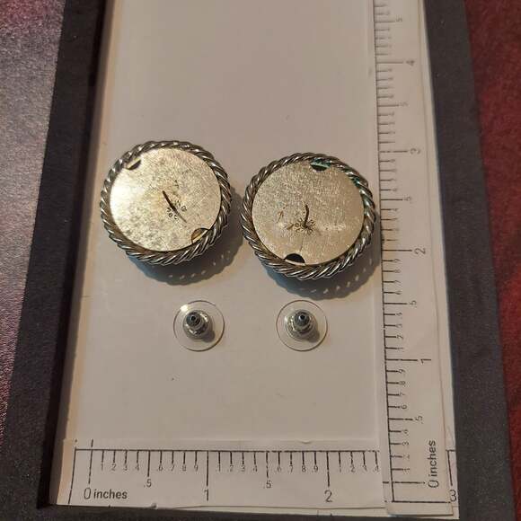 Monet Silver Tone French Rope Swirl High Shine Earrings - Picture 2 of 4